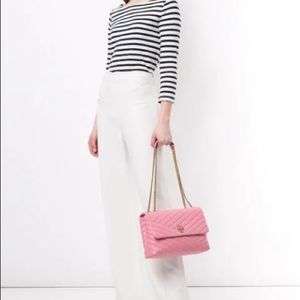 BRAND NEW lambskin Kira Chevron Convertible Shoulder Bag in Pink City color